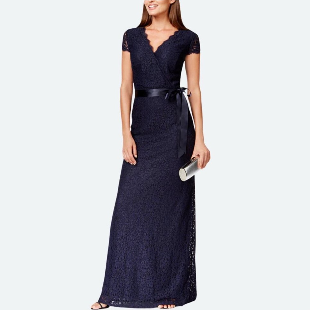 Adrianna Papell - Elegant Navy Lace Dress - size 2